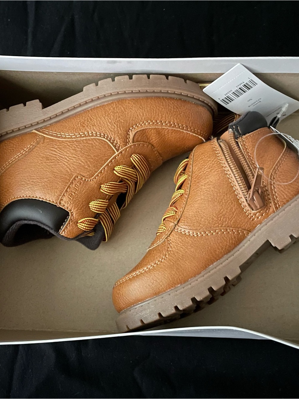 New Carter's Brown/Tan toddler boy Lace-Up Boot with Side Zip size 8